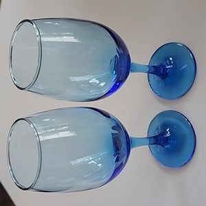 S/2 Bright Blue White Wine Glasses